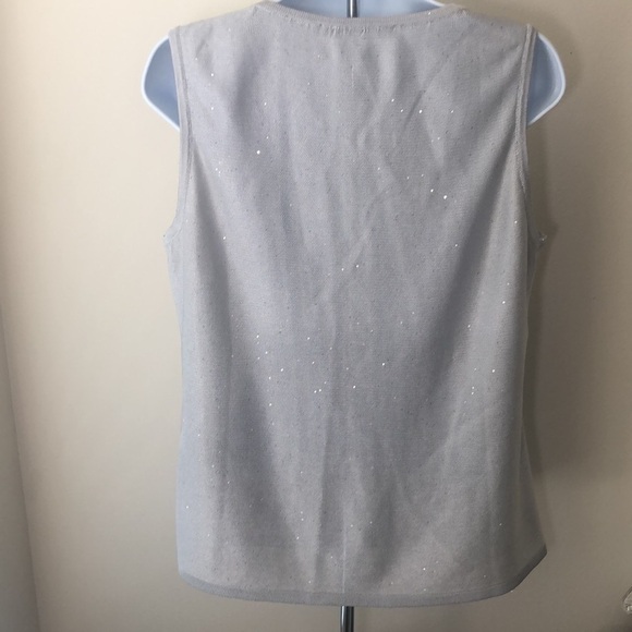 WHBM Silver Swoop Neck Blouse With Sequins - Picture 2 of 7